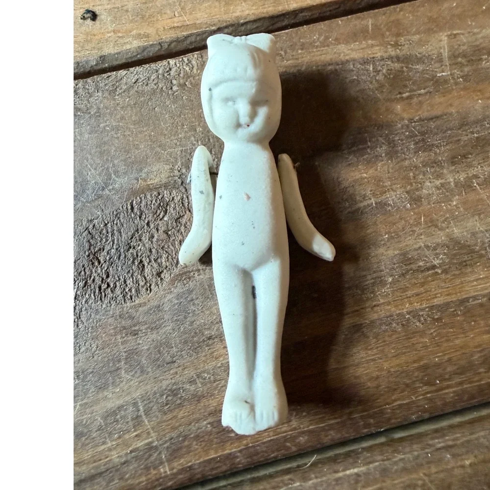 Vintage Bisque Porcelain Miniature Doll Japan Jointed Arms Penny Doll 2.25 Inch